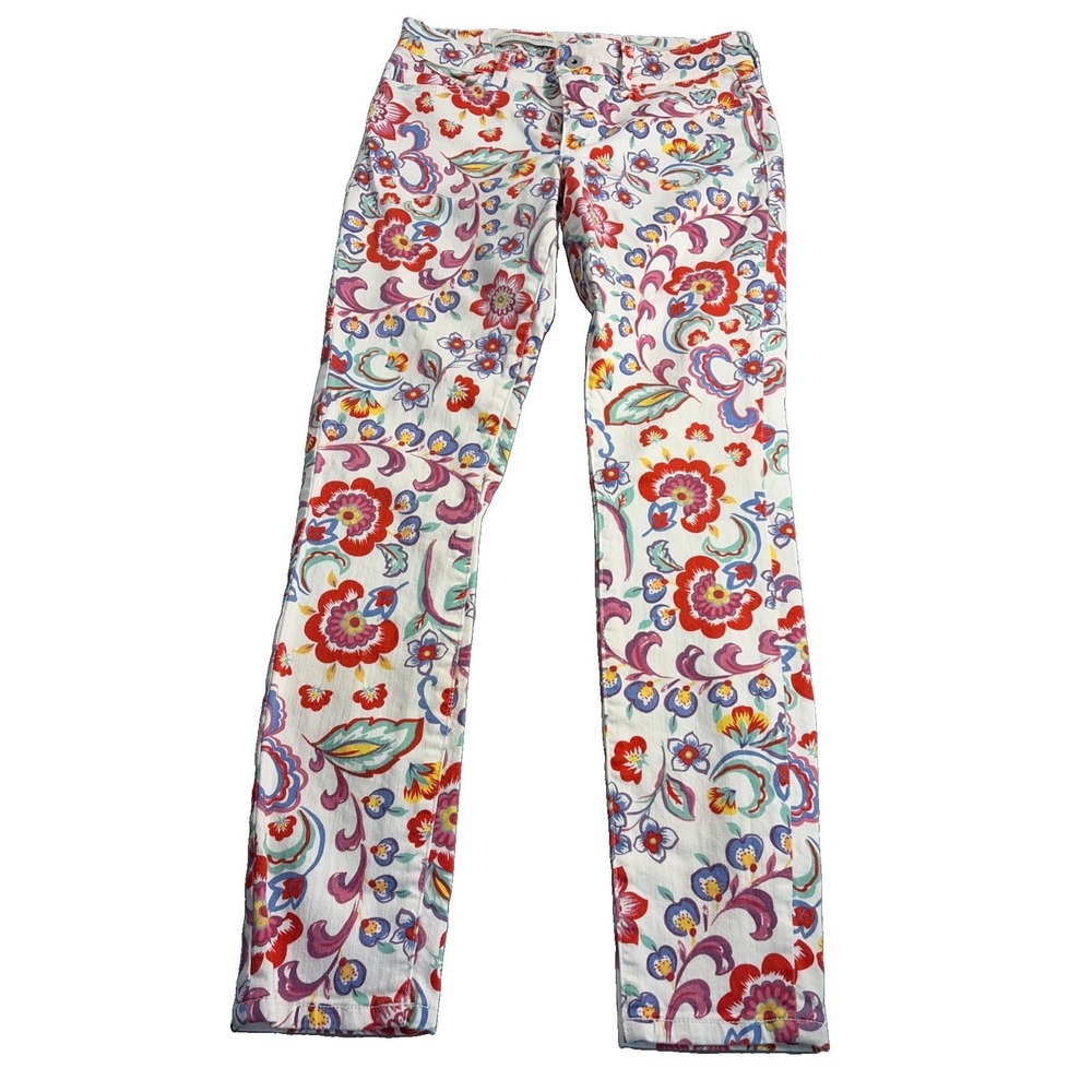 Anthropologie - Pilcro White Floral Cropped Pants with Multicolor Print